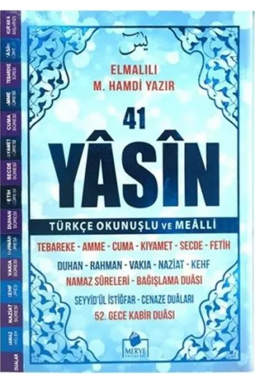 41 Yasin Türkçe Okunuşlu ve Mealli-Mavi Kapak Orta Boy 41 Yasin Türkçe Okunuşlu ve Mealli-Mavi Kapak Orta Boy