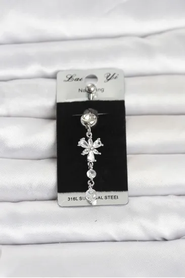 316L Cerrahi Çelik Sallantılı Zirkon Taşlı Model Göbek Piercing 316L Cerrahi Çelik Sallantılı Zirkon Taşlı Model Göbek Piercing