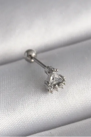 316L Çelik Gümüş Renk Üçgen Zirkon Taşlı Tragus Piercing 316L Çelik Gümüş Renk Üçgen Zirkon Taşlı Tragus Piercing