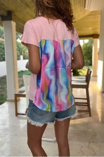 Kadın Pudra Cepli Arkası Baskılı Salaş Oversize Kısa Kollu Tişört Bluz 3426187 Kadın Pudra Cepli Arkası Baskılı Salaş Oversize Kısa Kollu Tişört Bluz 3426187