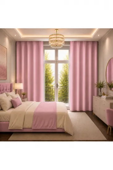 Saten Blackout Güneşlik Perde Pilesiz Işık Kesici Karartma Özellikli Özel Ölçü - Pembe Saten Blackout Güneşlik Perde Pilesiz Işık Kesici Karartma Özellikli Özel Ölçü - Pembe