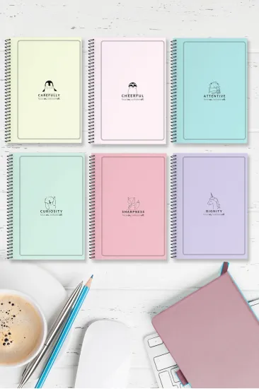 Kentsoylu 6'lı Set Çizgili Spiralli A5 Kalın Karton Kapak Pastel Serisi 96 Sayfa Defter Kentsoylu 6'lı Set Çizgili Spiralli A5 Kalın Karton Kapak Pastel Serisi 96 Sayfa Defter