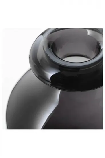 Dekoratif 18 Cm Üfleme Cam Vazo - Gri Dekoratif 18 Cm Üfleme Cam Vazo - Gri