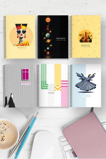 Kentsoylu A5 Spiralli 6'lı Defter Seti Kareli 96 Sayfa, 400 gr. Karton Kapak Tematik Seri Kentsoylu A5 Spiralli 6'lı Defter Seti Kareli 96 Sayfa, 400 gr. Karton Kapak Tematik Seri