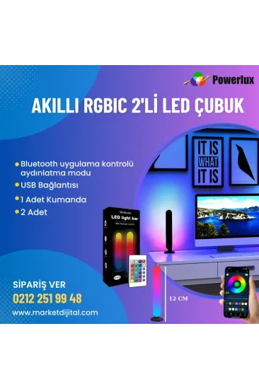 Akıllı Pixel RGBIC 2'li LED Tüp Bar - Polikarbon Modern Tasarım