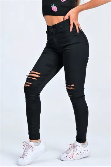 Siyah Yırtık Detaylı Skinny Jeans Siyah Yırtık Detaylı Skinny Jeans