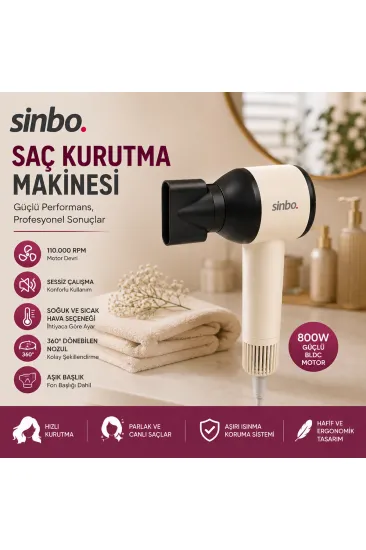 PEMBE SAÇ KURUTMA MAKİNESİ 110.000 RPM SESSİZ ÇALIŞMA - 3 HIZ - SICAKLIK AYAR SHD-1755 (5637)
