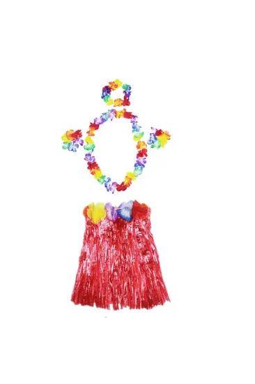 Luau Aloha Hawaii Kolye Etek Taç ve Bileklik Seti Kırmızı (5637) Luau Aloha Hawaii Kolye Etek Taç ve Bileklik Seti Kırmızı (5637)