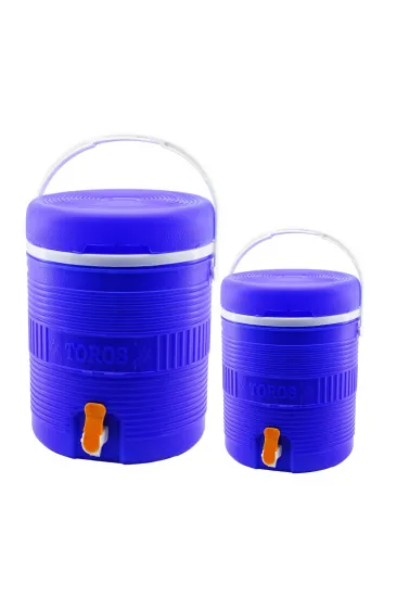 TOROS  2Lİ SET=14+6LT   YUVARLAK   TERMOS   MAVİ PLASTİK  MUSLUKLU - TAŞIMA KULPLU BRKT-501575 (5637)