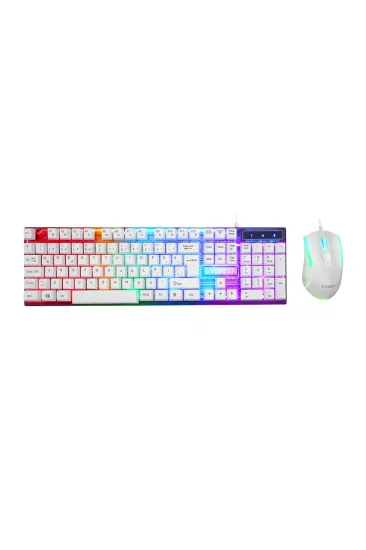 BEYAZ GÖKKUŞAĞI IŞIKLI USB KABLOLU OYUNCU KLAVYE - MOUSE SET (5637) BEYAZ GÖKKUŞAĞI IŞIKLI USB KABLOLU OYUNCU KLAVYE - MOUSE SET (5637)