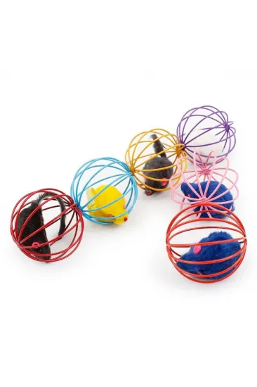 Renkli Metal Kafesli Peluş Fareli Kedi Köpek Oyuncağı Oyun Topu 6 cm (5637) Renkli Metal Kafesli Peluş Fareli Kedi Köpek Oyuncağı Oyun Topu 6 cm (5637)