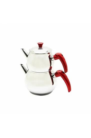 MİNİ 2LT KÜÇÜK BOY KÜRE ÇELİK ÇAYDANLIK SETİ - ÜST: 0.75LT - ALT: 1.4LT (5637)