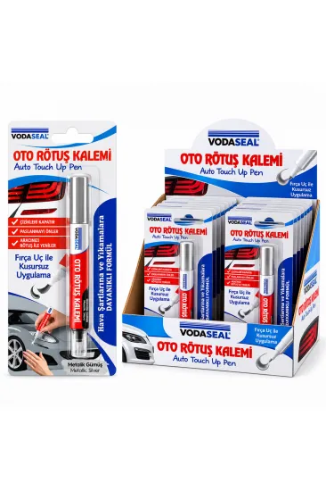 12 ADET METALİK GÜMÜŞ OTO RÖTUŞ KALEM FIRÇA UÇ 5ML (5637)