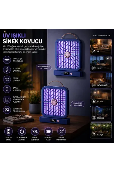 USB ŞARJLI - ELEKTRİK ÇARPMALI - DİJİTAL EKRAN ASMA APARAT - SESSİZ ÇALIŞMA UV IŞIKLI SİNEK KOVUCU HS-371 (5637) USB ŞARJLI - ELEKTRİK ÇARPMALI - DİJİTAL EKRAN ASMA APARAT - SESSİZ ÇALIŞMA UV IŞIKLI SİNEK KOVUCU HS-371 (5637)