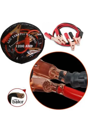 Akü Takviye Kablosu 1200 Amper (Taşıma Çantalı) (5637) Akü Takviye Kablosu 1200 Amper (Taşıma Çantalı) (5637)