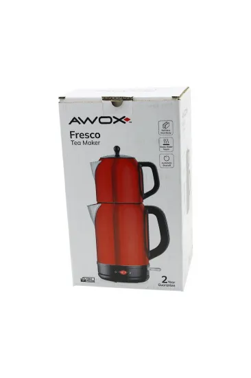 AWOX FRESCO KIRMIZI ELEKTRİKLİ ÇAY MAKİNESİ ÇAYCI SET 1.7LT SU ISITICI + 1.2LT DEMLİK PASLANMAZ ÇELİK GÖVDE 2200W (5637)