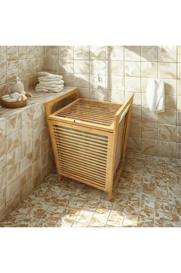 AHŞAP BAMBU KİRLİ ÇAMAŞIR SEPET KUMAŞ ÇANTALI SEPET=40X35X60CM (5637) AHŞAP BAMBU KİRLİ ÇAMAŞIR SEPET KUMAŞ ÇANTALI SEPET=40X35X60CM (5637)