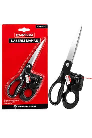LAZERLİ TERZİ MAKAS PİLLİ KIRMIZ LAZER PLASTİK SAPLI EMV-5690 (5637) LAZERLİ TERZİ MAKAS PİLLİ KIRMIZ LAZER PLASTİK SAPLI EMV-5690 (5637)
