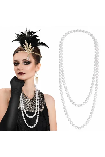 1920 Gatsby İnci Kolye – Vintage Uzun Beyaz İnci Kolye (5637) 1920 Gatsby İnci Kolye – Vintage Uzun Beyaz İnci Kolye (5637)