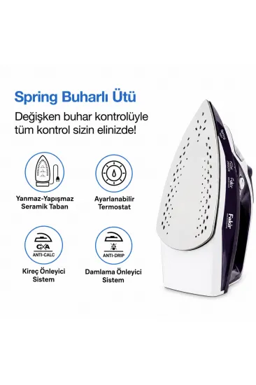 SPRING BUHARLI ÜTÜ SERAMİK TABAN 2600W BUHAR 30-120GR (5637)