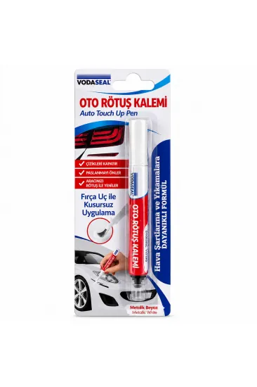 12 ADET METALİK BEYAZ OTO RÖTUŞ KALEM FIRÇA UÇ 5ML (5637)
