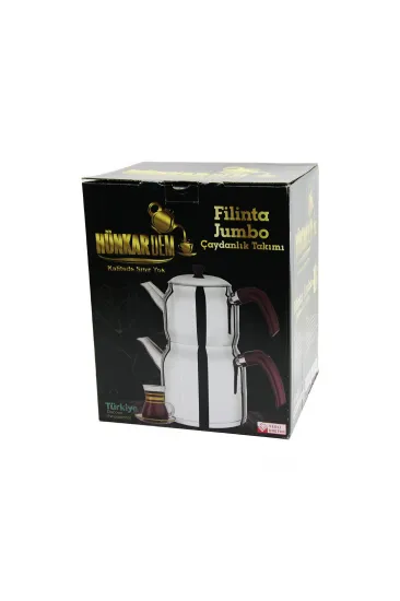 FİLİNTA JUMBO BOY ÇELİK ÇAYDANLIK SETİ ÇİFT KAPAKLI RENKLİ BAKALİT KULP ÜST DEMLİK: 2LT - ALT SULUK: 4LT KENDİNDEN SÜZGEÇLİ (5637)