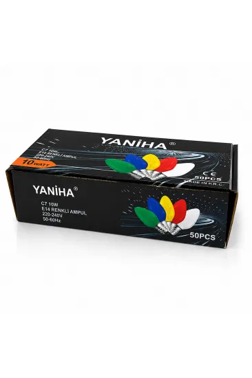 50 ADET MİX RENKLİ GECE LAMBASI AMPUL E14 - 10W C7 (5637)
