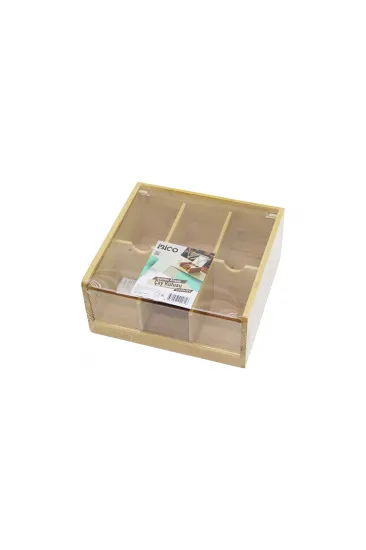 AHŞAP BAMBU 6 BÖLMELİ POŞET ÇAY KUTUSU MİKA PLASTİK KAPAK 21X20X10CM (5637) AHŞAP BAMBU 6 BÖLMELİ POŞET ÇAY KUTUSU MİKA PLASTİK KAPAK 21X20X10CM (5637)