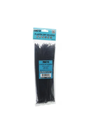 100PCS SİYAH 3.6X250MM PLASTİK CIRT KELEPÇE (5637) 100PCS SİYAH 3.6X250MM PLASTİK CIRT KELEPÇE (5637)