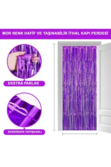 Mor Renk Ekstra Metalize Parlak Saçaklı Arka Fon Perde İthal A Kalite 1x2 Metre (5637) Mor Renk Ekstra Metalize Parlak Saçaklı Arka Fon Perde İthal A Kalite 1x2 Metre (5637)