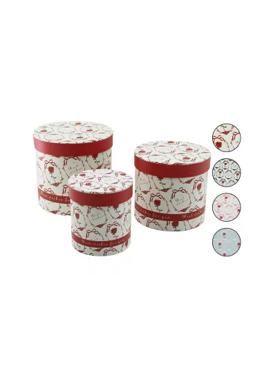 3PCS YUVARLAK ÇİÇEK DESENLİ - MİX RENKLİ KARTON HEDİYE KUTUSU 18-16-12CM (5637) 3PCS YUVARLAK ÇİÇEK DESENLİ - MİX RENKLİ KARTON HEDİYE KUTUSU 18-16-12CM (5637)