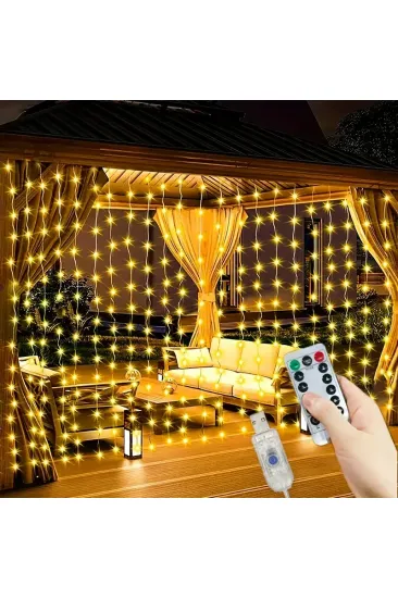 300 Ledli 10 Sarkıt Perde Led Işık-8 Fonksiyon, Uzaktan Kumandalı, 3x3 Metre (5637) 300 Ledli 10 Sarkıt Perde Led Işık-8 Fonksiyon, Uzaktan Kumandalı, 3x3 Metre (5637)