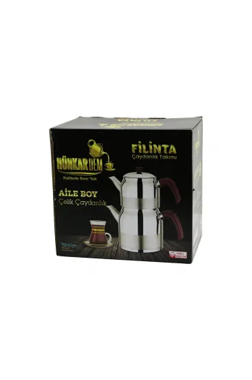 FİLİNTA AİLE BOY ÇELİK ÇAYDANLIK SETİ ÇİFT KAPAKLI RENKLİ BAKALİT KULP ÜST DEMLİK: 1.5LT - ALT SULUK: 3LT KENDİNDEN SÜZGEÇLİ (5637)
