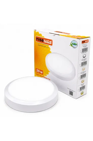 20W BEYAZ METAL KASA SIVA ÜSTÜ YUVARLAK LEDLİ GLOP ARMATÜR IP20 6500K - 1800Lm E1212/B (5637)