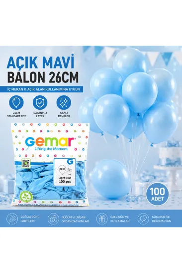İÇ MEKAN - AÇIK MAVİ BALON 10 INC - 26CM - 100PCS (5637) İÇ MEKAN - AÇIK MAVİ BALON 10 INC - 26CM - 100PCS (5637)