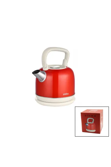 RETRO KIRMIZI NOSTALJİ DEMLİK MODEL ÇELİK KETTLE SU ISITICI 2.2LT 1800W GİZLİ RESİZTANS SK-8035 (5637)