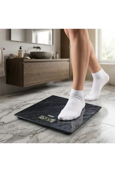 DİJİTAL - PİLLİ BANYO BASKÜL TERAZİ TARTI LCD EKRAN - SICAKLIK GÖSTERGE 180KG/50GR 28X28CM SBS-4452 (5637)