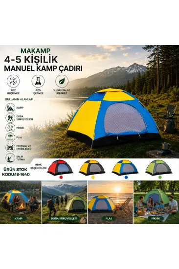 4-5 KİŞİLİK TOZ GEÇİRMEZ 200CMX200CMX135CM MANUEL KAMP ÇADIR HERHANGİ BİR RENK GÖNDERİLİR (5637) 4-5 KİŞİLİK TOZ GEÇİRMEZ 200CMX200CMX135CM MANUEL KAMP ÇADIR HERHANGİ BİR RENK GÖNDERİLİR (5637)