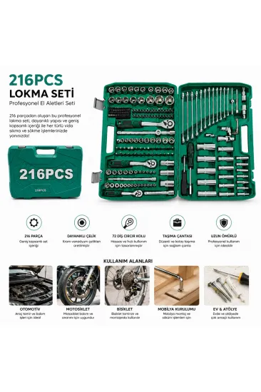 216PCS LOKMA SETİ LOKMA - SOKET - BİTS ADAPTÖR - 3AD.CIRCIR KOLU PLASTİK ÇANTALI (5637) 216PCS LOKMA SETİ LOKMA - SOKET - BİTS ADAPTÖR - 3AD.CIRCIR KOLU PLASTİK ÇANTALI (5637)