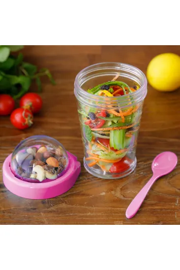 Take'n Go Kapaklı Kaşıklı Pratik Taşınabilir Meyveli Yoğurt Kabı (5637)