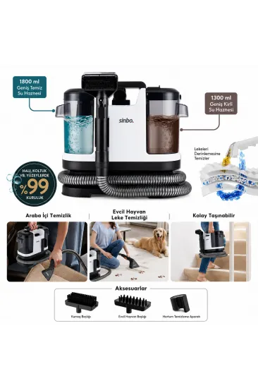 KOLTUK HALI YIKAMA MAKİNE 500W GÜÇ XL SU HAZNESİ 1.5MT HORTUM SCC-7605 (5637)