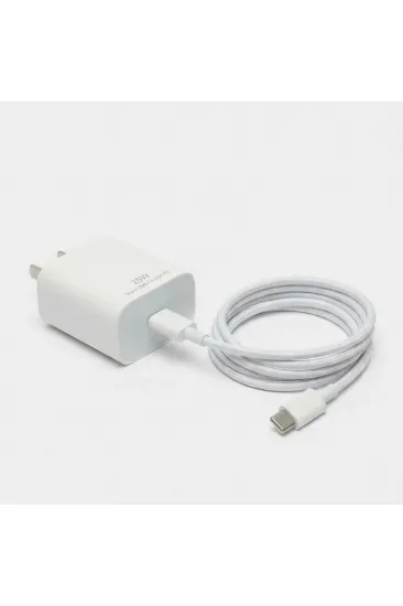 25W Hızlı Şarj Adaptörü USB-C to Type-C Kablolu – PD Destekli, Süper Hızlı Şarj Cihazı (5637)