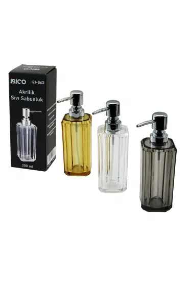 UZUN KARE TABAN -SEKİZGEN GÖVDE ŞEFFAF - RENKLİ AKRİLİK - MİKA KRİSTAL SIVI SABUNLUK 200ML (5637) UZUN KARE TABAN -SEKİZGEN GÖVDE ŞEFFAF - RENKLİ AKRİLİK - MİKA KRİSTAL SIVI SABUNLUK 200ML (5637)