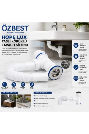 LÜX PASLANMAZ TAŞLI KÖRÜKLÜ LAVABO SİFON (5637) LÜX PASLANMAZ TAŞLI KÖRÜKLÜ LAVABO SİFON (5637)