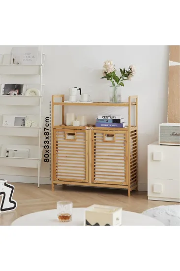 KİRLİ 2 KAT ORGANİZER RAFLI - 2 BÖLMELİ ÖNDEN ÇEK AÇ KALIN AHŞAP BAMBU KİRLİ ÇAMAŞIR SEPETİ 80X33X87CM (5637) KİRLİ 2 KAT ORGANİZER RAFLI - 2 BÖLMELİ ÖNDEN ÇEK AÇ KALIN AHŞAP BAMBU KİRLİ ÇAMAŞIR SEPETİ 80X33X87CM (5637)