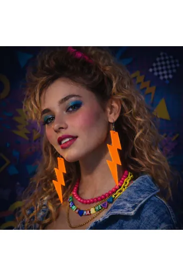 80’ler 90'lar Retro Neon Turuncu Şimşek Küpe 10 cm (5637) 80’ler 90'lar Retro Neon Turuncu Şimşek Küpe 10 cm (5637)
