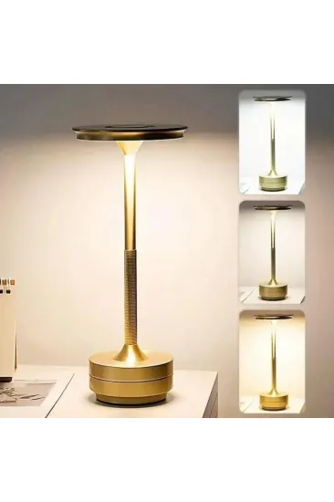 Eskitme Gold Kasa Dokunmatik Şarjlı Masa Lambası – 3 Renk Işık Modlu, LED Aydınlatmalı, Modern & Dekoratif Abajur (5637) Eskitme Gold Kasa Dokunmatik Şarjlı Masa Lambası – 3 Renk Işık Modlu, LED Aydınlatmalı, Modern & Dekoratif Abajur (5637)