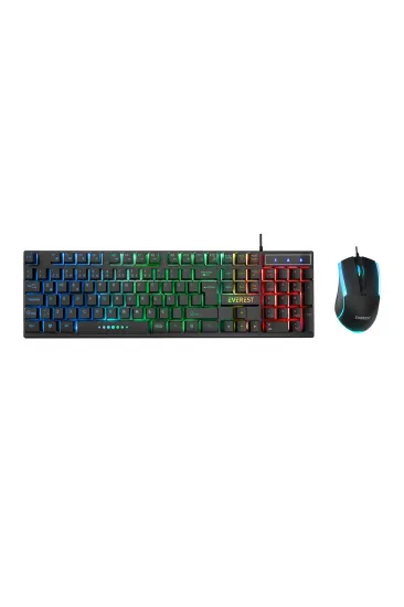SİYAH GÖKKUŞAĞI IŞIKLI USB KABLOLU OYUNCU KLAVYE - MOUSE SET (5637) SİYAH GÖKKUŞAĞI IŞIKLI USB KABLOLU OYUNCU KLAVYE - MOUSE SET (5637)