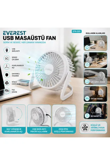 USB ŞARJLI - PVC GÖVDE 14.5X14.1CM MASA ÜSTÜ FAN - VANTİLATÖR EFN-505 (5637) USB ŞARJLI - PVC GÖVDE 14.5X14.1CM MASA ÜSTÜ FAN - VANTİLATÖR EFN-505 (5637)