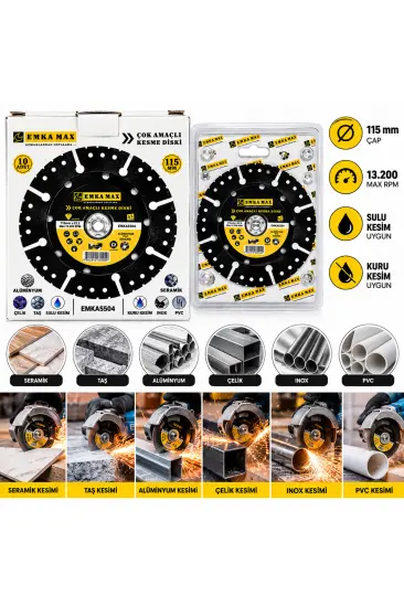 10 ADET ÇOK AMAÇLI KESME DİSK SERAMİK - ÇELİK - PVC - INOX - ALÜMİNYUM - TAŞ 115MMX22.2 (5637) 10 ADET ÇOK AMAÇLI KESME DİSK SERAMİK - ÇELİK - PVC - INOX - ALÜMİNYUM - TAŞ 115MMX22.2 (5637)